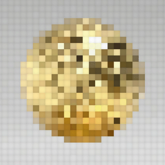 Golden grid pattern in the shape of a ball on a grey background.