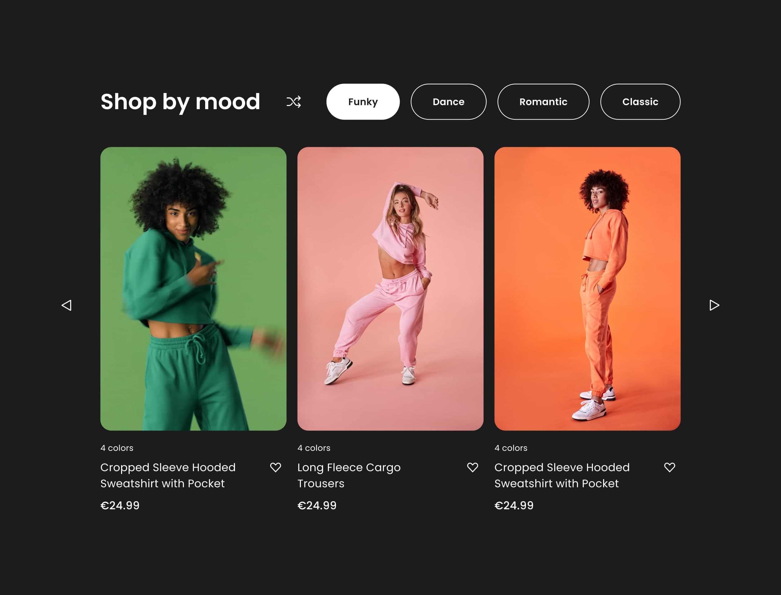 TEZENIS e-commerce redesign - Shop by mood module