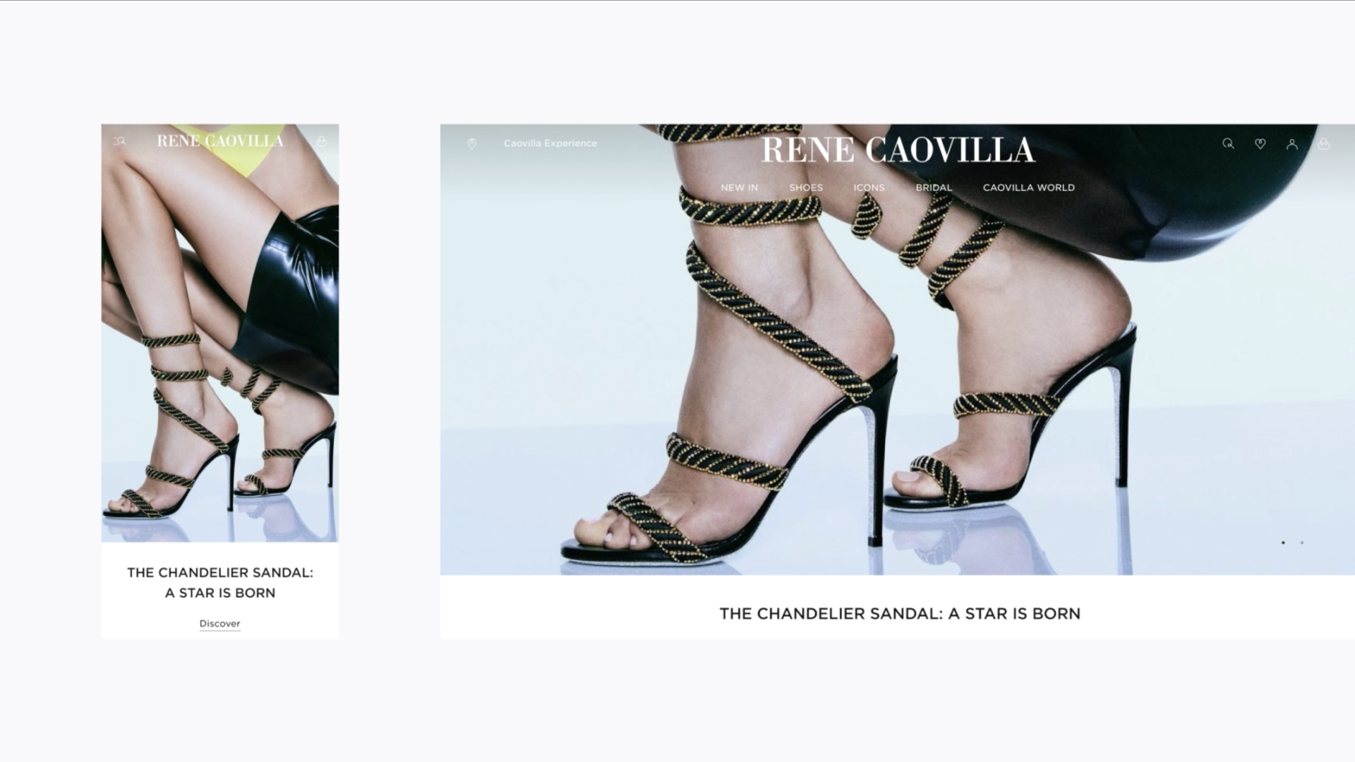 René Caovilla new e-commerce website mobile and desktop homepages